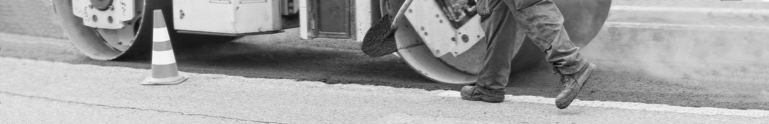 Sears Roller seating products. Picture of a roller and construction worker paving road.